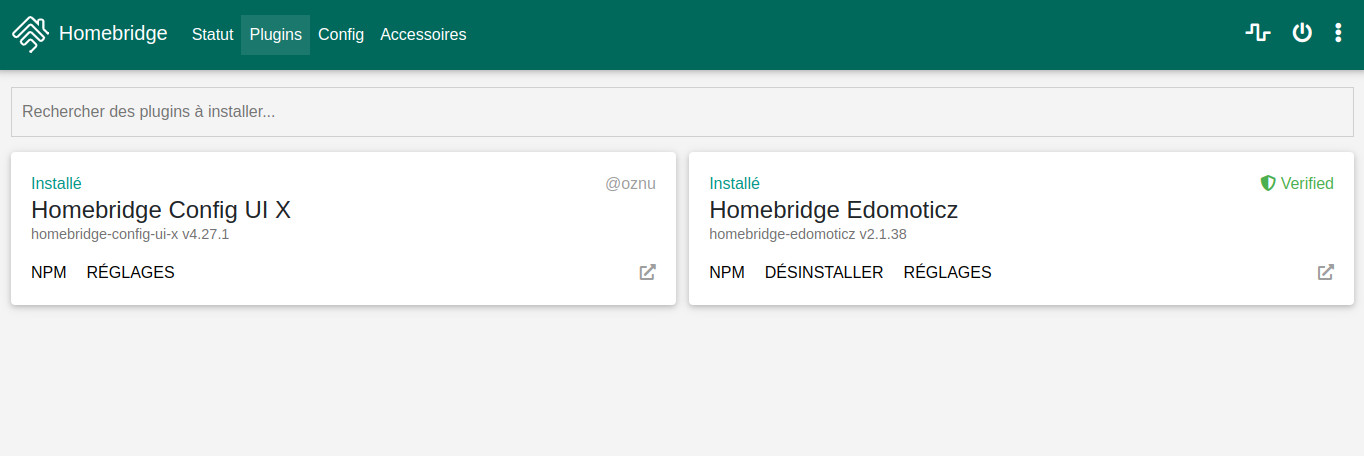 Les plugins installés