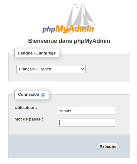 Login sur phpMyAdmin