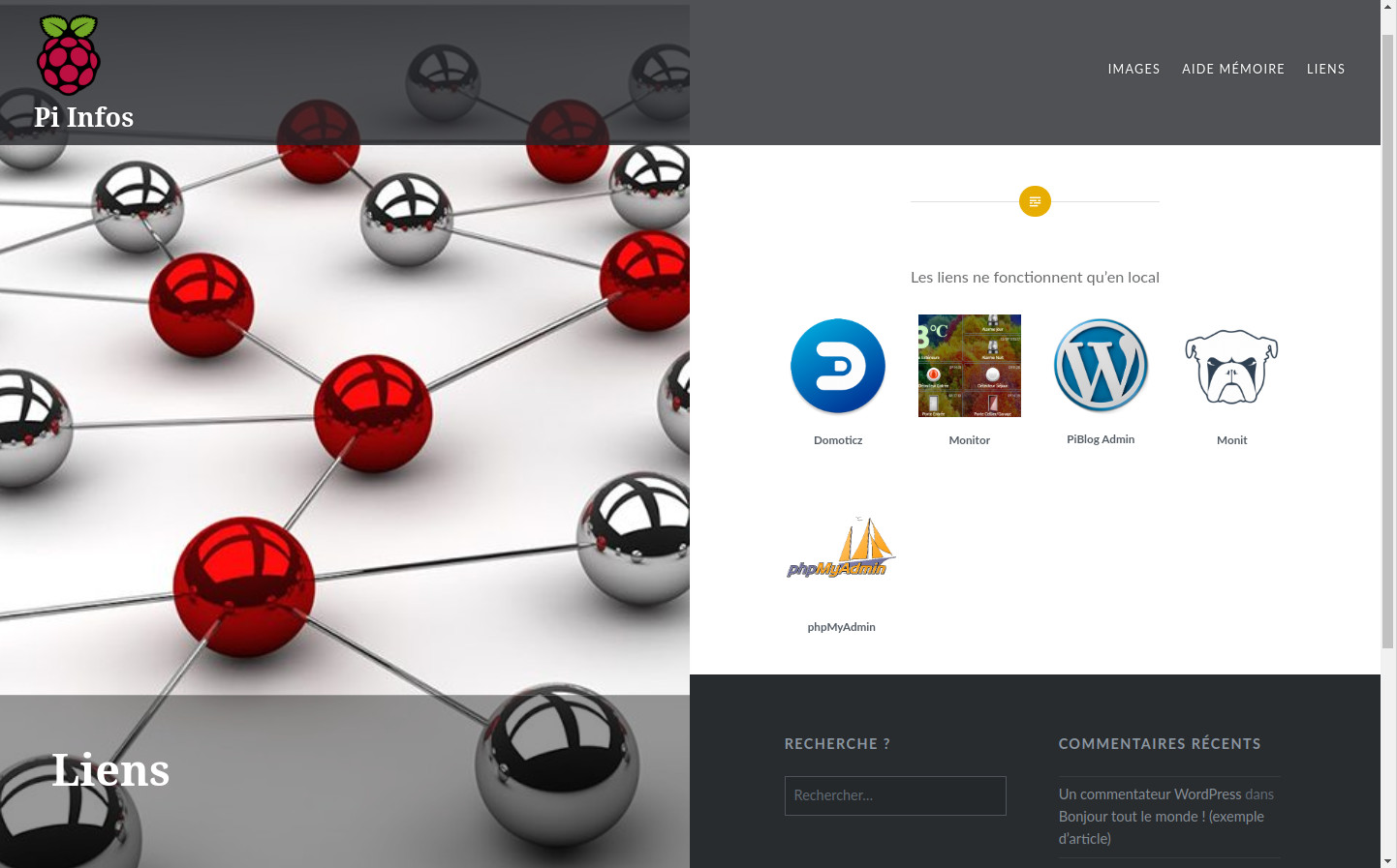 Page Liens sur le site Pi Infos