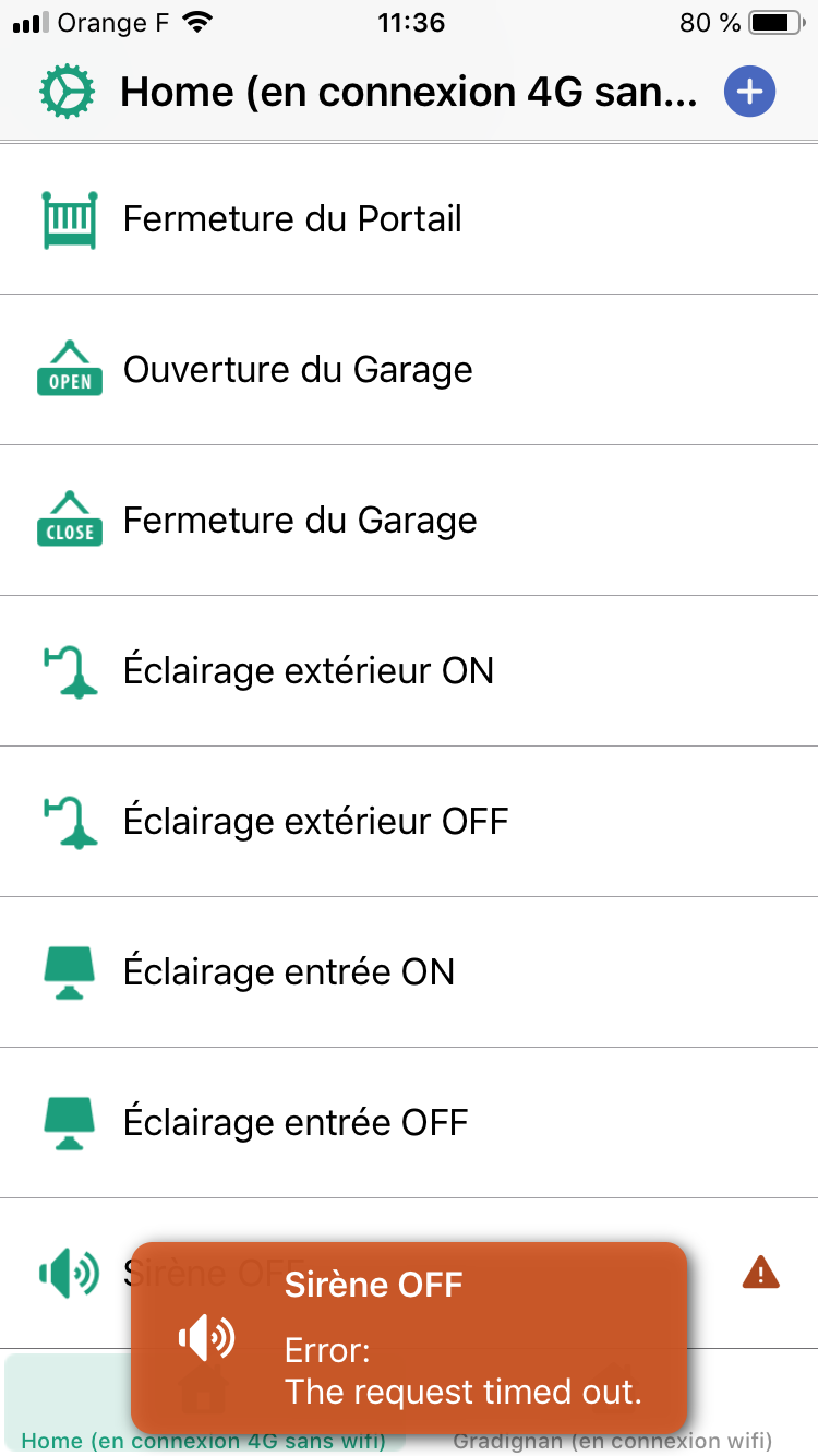 Message d'erreur qui s'efface via un appui sur le message