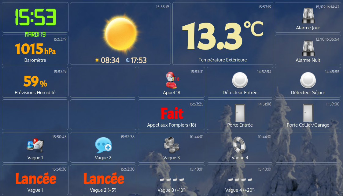 Appel aux secours : Lorsque l'appel vers les secours/pompiers est fait, la personne qui a appelé doit confirmer son appel en appuyant sur l'icone avec un pompier. Cela permettra l'information des autres destinataires des vagues qui ne prendrons pas l'initiative d’appeler à nouveau les secours et l'envoi des vagues sera stoppé.