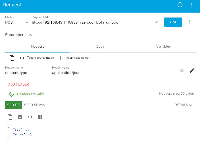 Changement d'état avec le déblocage de l'ota
