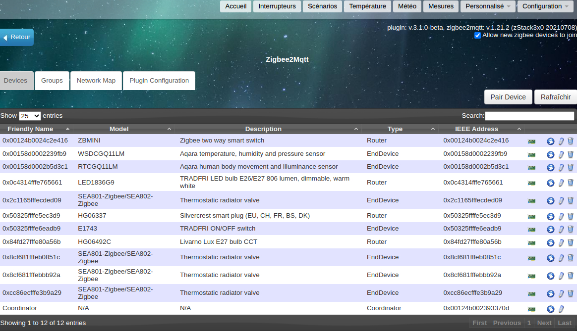 Liste de mes équipements