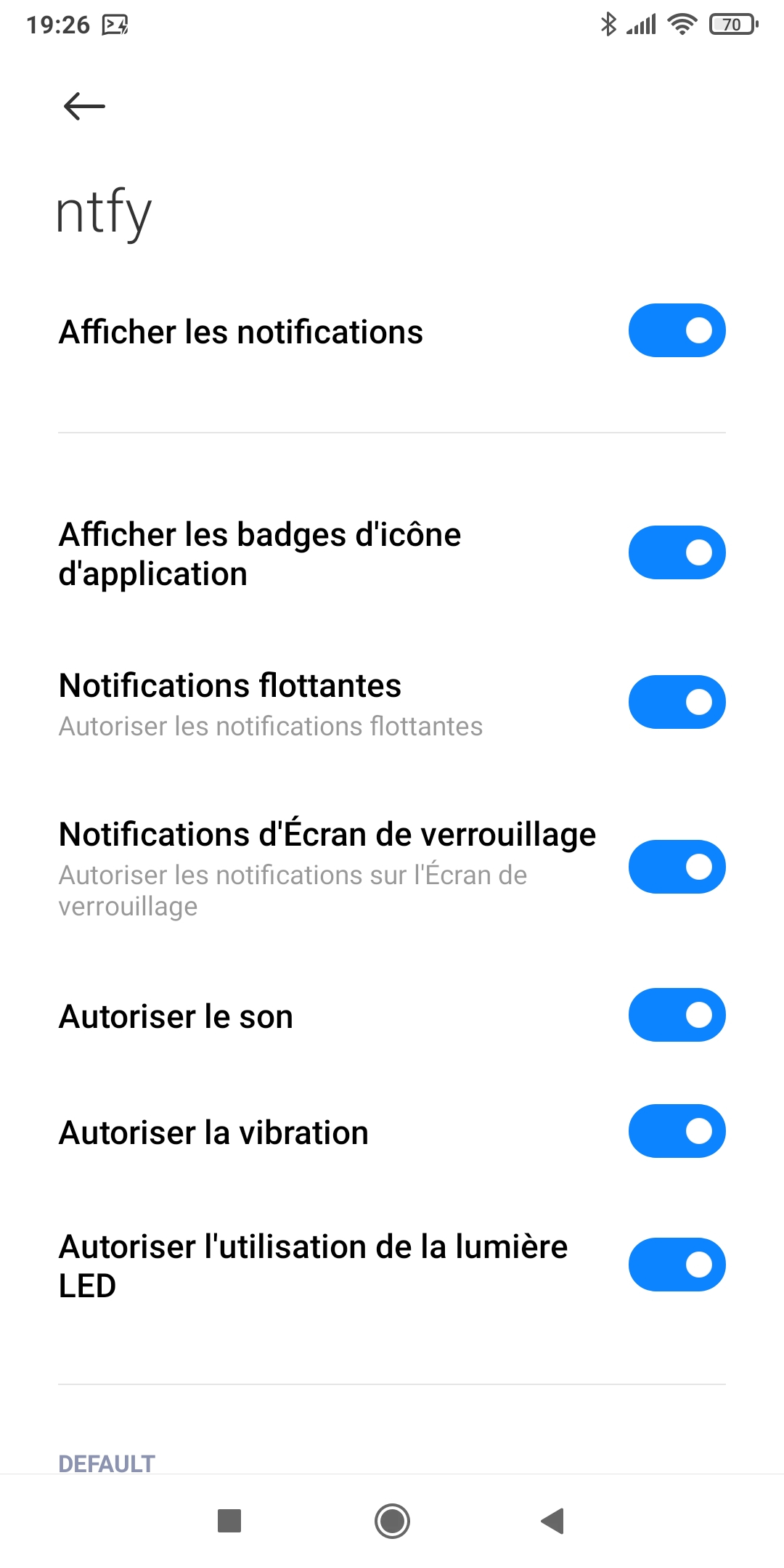 Paramétrage des notifications pour ntfy version android - partie commune