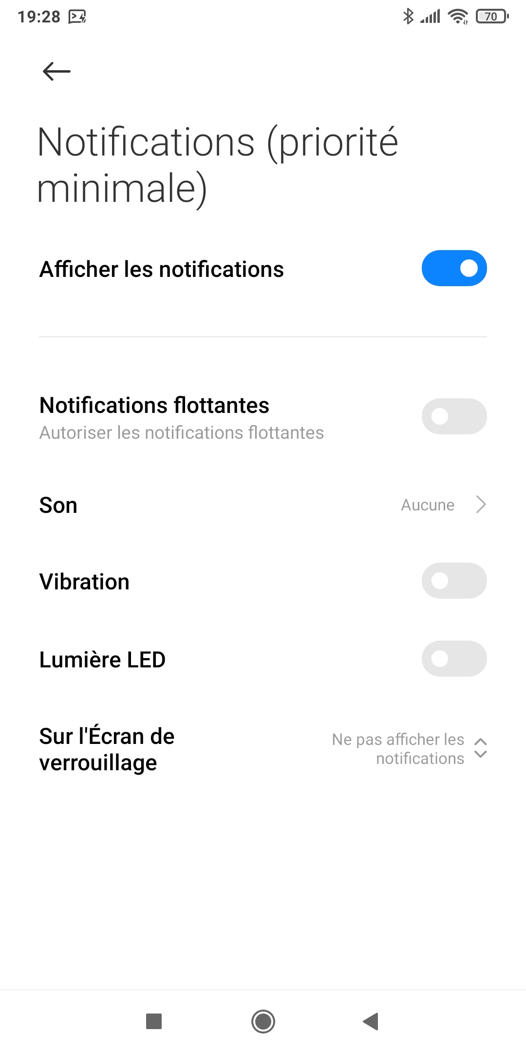 Niveau 1 - impact minimum juste l'information de la notification